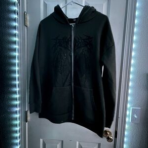 SHEIN Men’s Black Zip-Up Cotton Blend Sweater size Medium